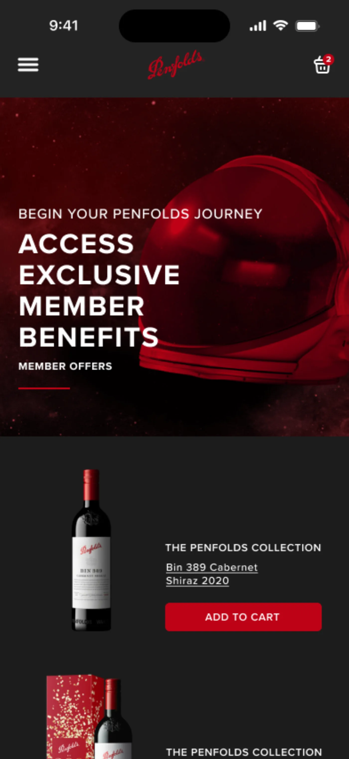 Penfolds mobile homepage